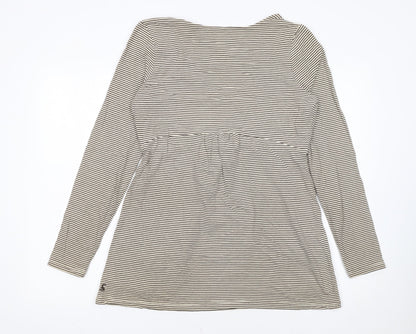 Joules Women’s Beige Striped Tunic Top Size 12 Long Sleeve Cotton