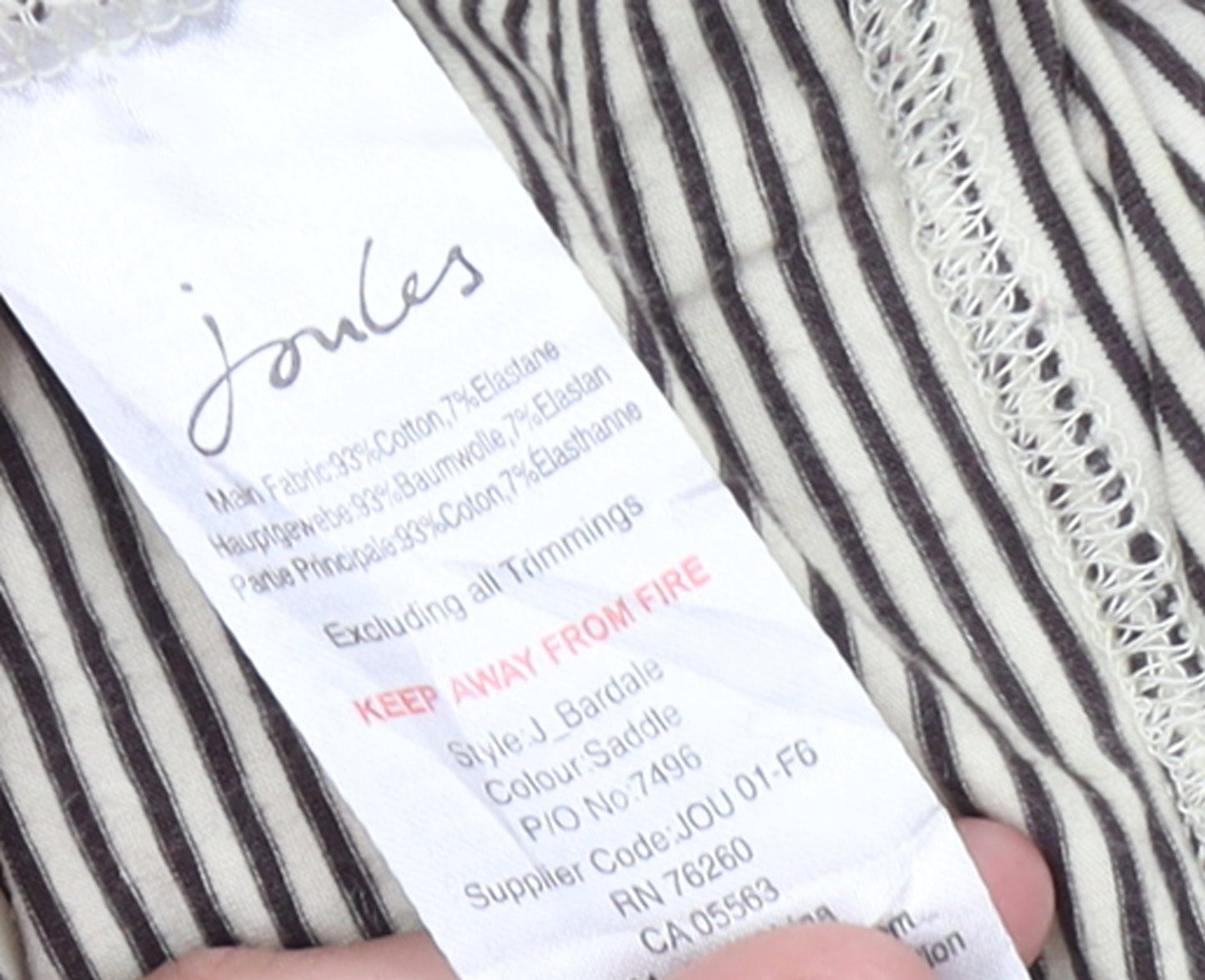 Joules Women’s Beige Striped Tunic Top Size 12 Long Sleeve Cotton