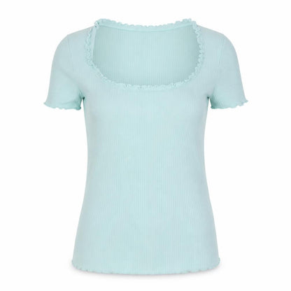Marks & Spencer Women’s Green Ruffle Scoop Neck T-Shirt Size 8