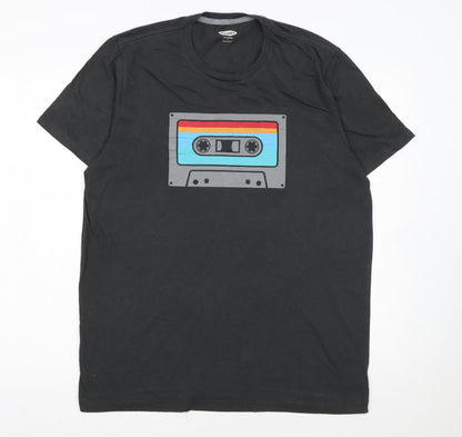 Old Navy Men's Black Retro Cassette Graphic T-Shirt Size L