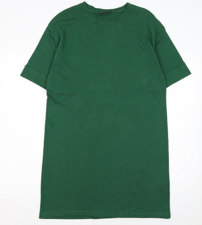 Zara Women Green T-Shirt Dress Size S Casual Jersey Style