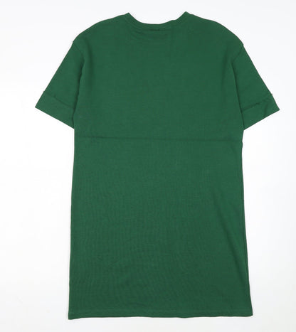 Zara Women Green T-Shirt Dress Size S Casual Jersey Style