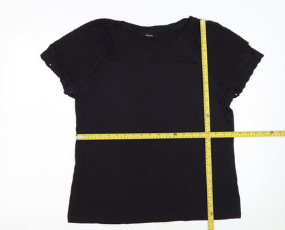 Klass Women’s Black L Short Sleeve Embroidered Cotton Modal T-Shirt