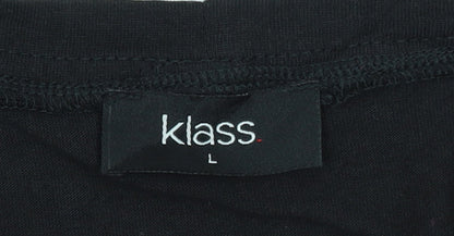 Klass Women’s Black L Short Sleeve Embroidered Cotton Modal T-Shirt