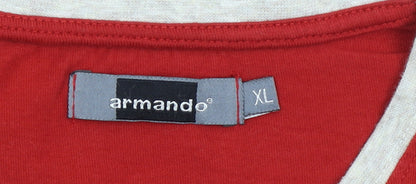 Armando Men's Red Sleeveless Cotton T-Shirt XL Crew Neck