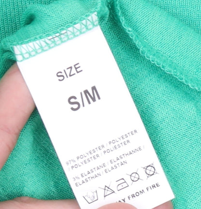 Blue Vanilla Women's Green Beaded Shoulder Crew Neck T-Shirt Size M