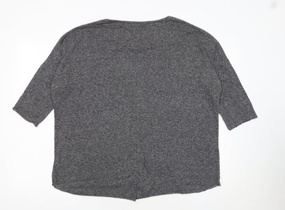 Lipsy Women’s Grey Beaded V-Neck 3/4 Sleeve Jersey T-Shirt Size L
