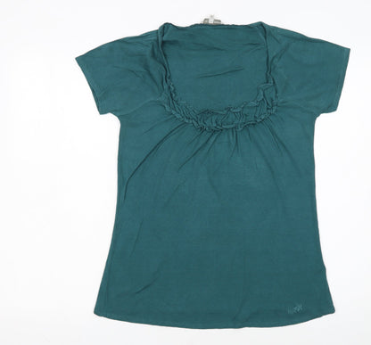 Rocha John Rocha Women's Green Size 14 Ruffle Scoop Neck T-Shirt
