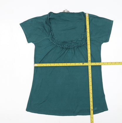 Rocha John Rocha Women's Green Size 14 Ruffle Scoop Neck T-Shirt
