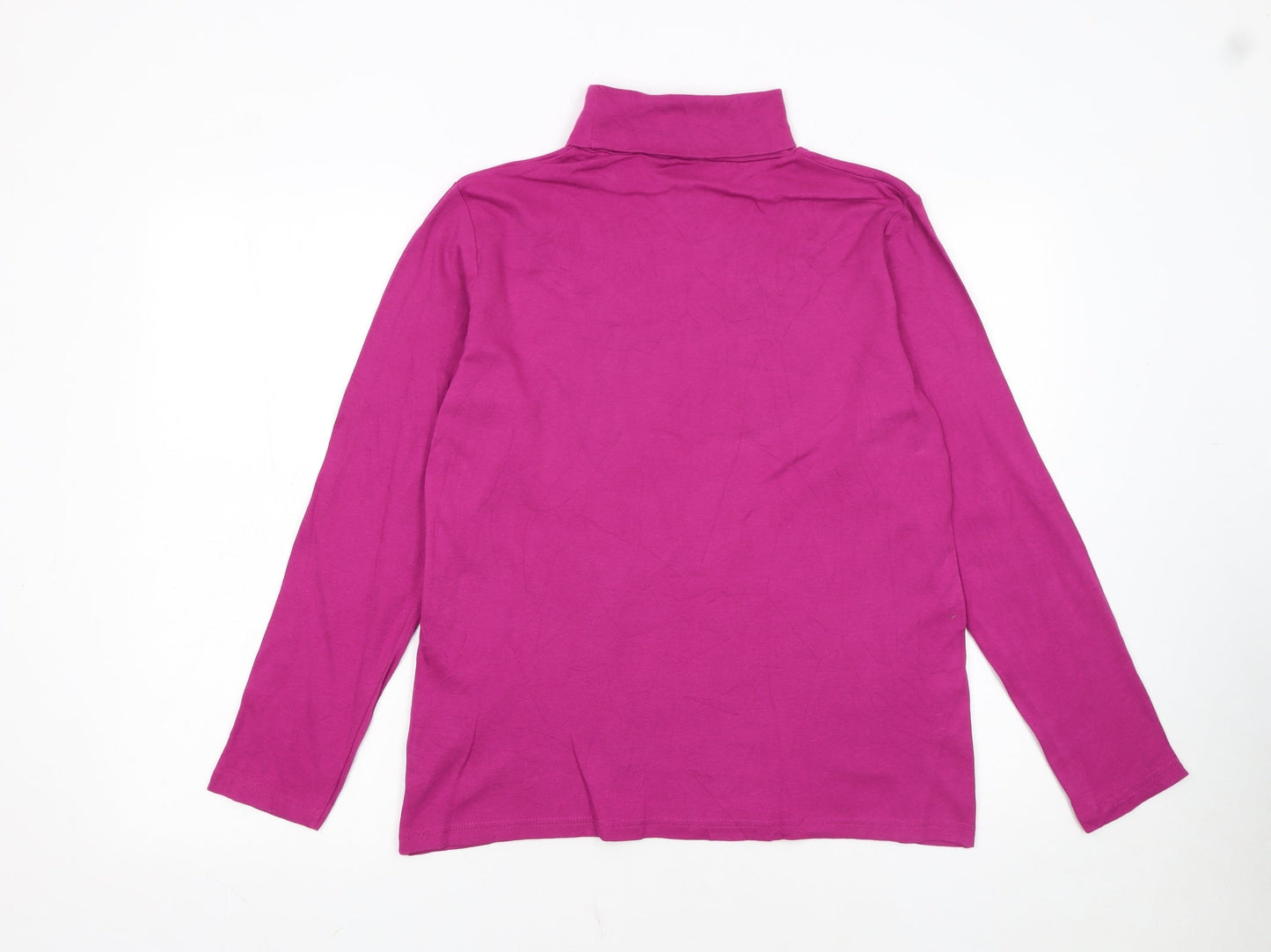 Isle Womens Pink Roll Neck Long Sleeve Cotton Top Size L 14-16