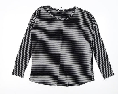 Boden Women Black Striped Long Sleeve Jersey Top UK 12
