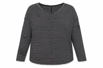 Boden Women Black Striped Long Sleeve Jersey Top UK 12