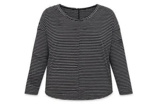 Boden Women Black Striped Long Sleeve Jersey Top UK 12