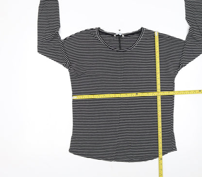 Boden Women Black Striped Long Sleeve Jersey Top UK 12