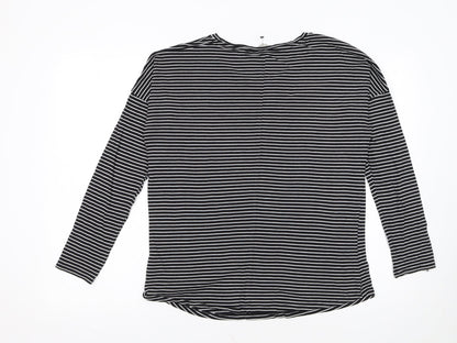 Boden Women Black Striped Long Sleeve Jersey Top UK 12