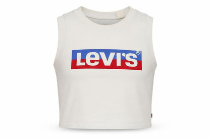 Levi's Women's Ivory Cropped Tank Top S Cotton Sleeveless