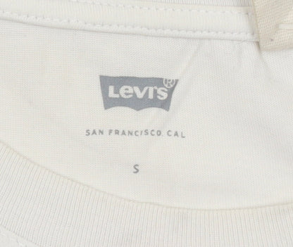 Levi's Women's Ivory Cropped Tank Top S Cotton Sleeveless