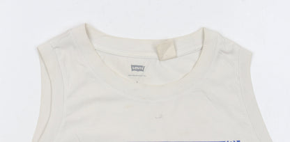 Levi's Women's Ivory Cropped Tank Top S Cotton Sleeveless