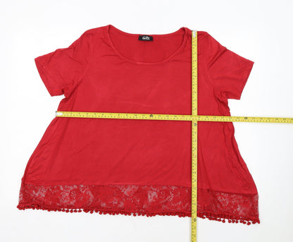 George Women’s Red Lace Hem Short Sleeve T-Shirt UK 14