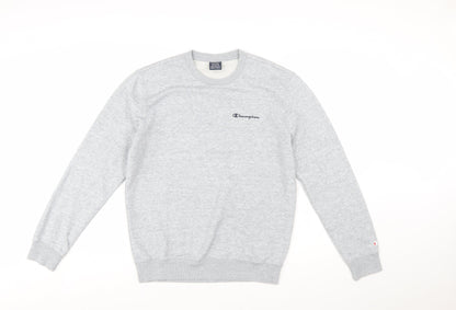 Champion Men Grey Crew Neck Pullover Sweatshirt Medium