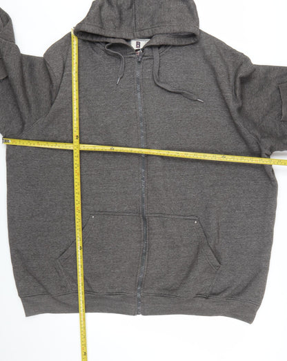 Rockford Mens Grey Full Zip Hoodie 4XL Big & Tall Fleece Sweatshirt