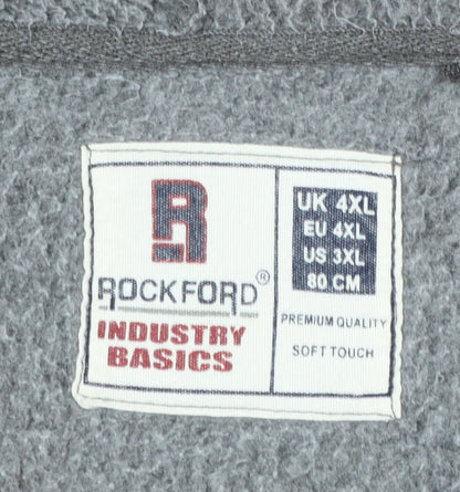 Rockford Mens Grey Full Zip Hoodie 4XL Big & Tall Fleece Sweatshirt