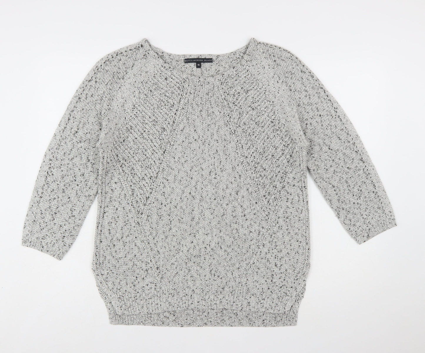 Betty Jackson Black Womens Grey Knit Pullover Jumper Size 16