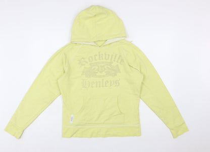 Henleys Womens Yellow Pullover Hoodie Size 2 Cotton Blend