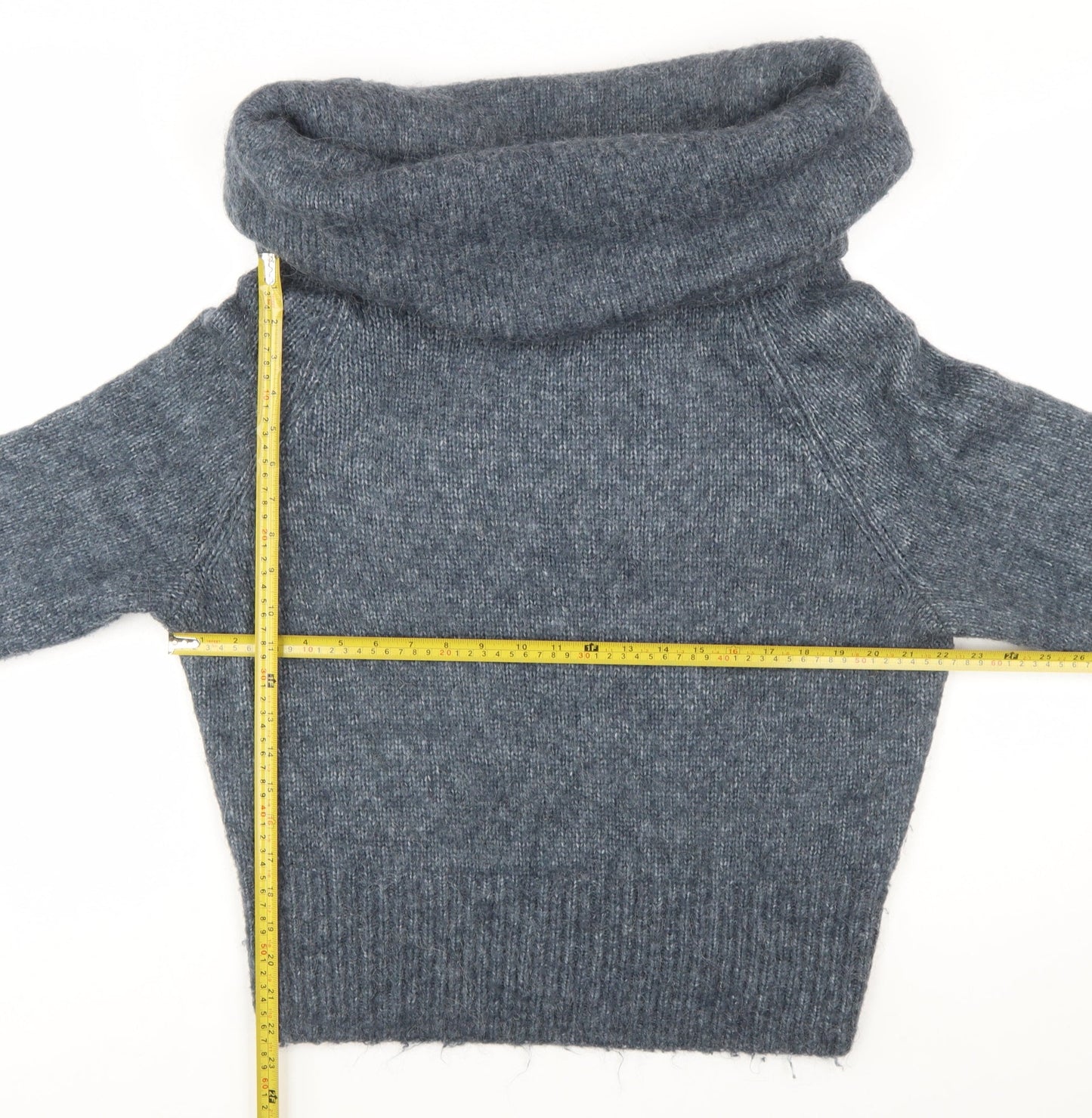 H&M Women Grey Cowl Neck Knitted Pullover Jumper Size M