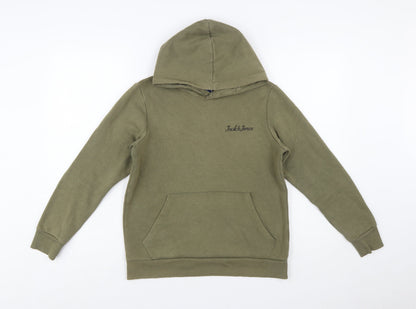 Jack & Jones Boys Green Pullover Hoodie Size 164 Cotton Blend Casual