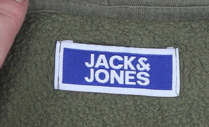 Jack & Jones Boys Green Pullover Hoodie Size 164 Cotton Blend Casual