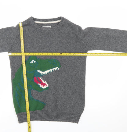 FatFace Boys Grey Dinosaur Jumper 12-13 Years Cotton Blend Crew Neck