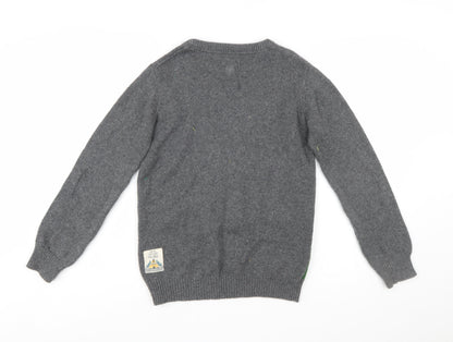 FatFace Boys Grey Dinosaur Jumper 12-13 Years Cotton Blend Crew Neck