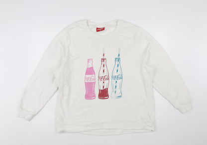 Tu Coca-Cola Women White Cotton Pullover Sweatshirt Size 20