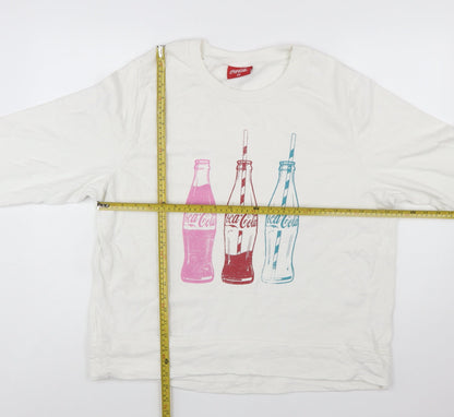 Tu Coca-Cola Women White Cotton Pullover Sweatshirt Size 20