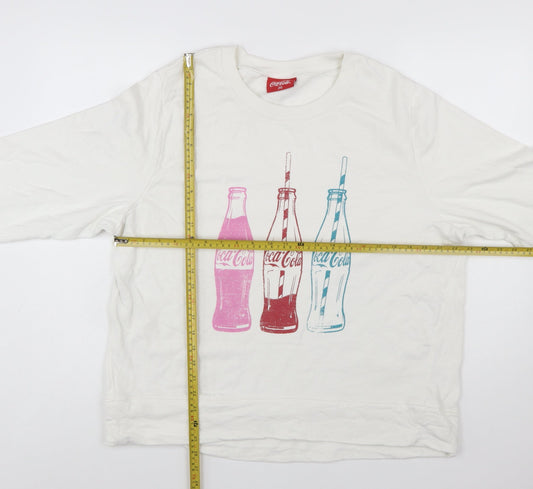 Tu Coca-Cola Women White Cotton Pullover Sweatshirt Size 20