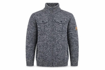 Atlas For Men Blue Chunky Full Zip Wool Blend Men's Jumper Size L