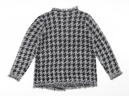 Roman Women’s Black & Grey Houndstooth Knit Long Sleeve Cardigan Size 14