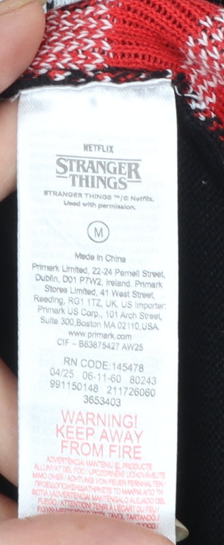 Primark Stranger Things Men's Black Medium Christmas Pullover Jumper