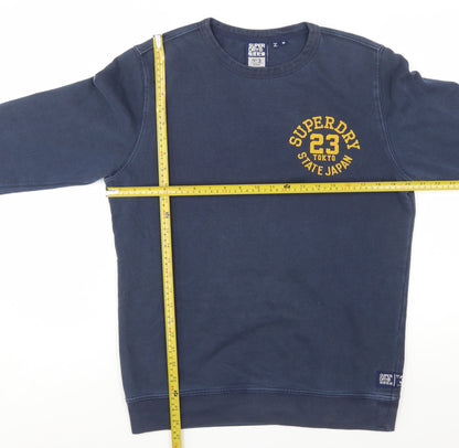 Superdry Men's Blue Crew Neck Cotton Pullover Sweatshirt M
