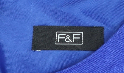 F&F Women's Blue Linen A-Line Sleeveless Knee Length Dress Size 12