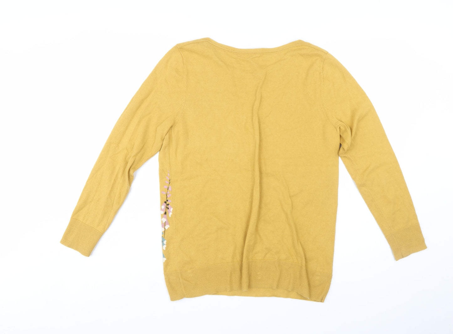 Laura Ashley Women's Yellow Floral Embroidered Cotton Jumper Size 14
