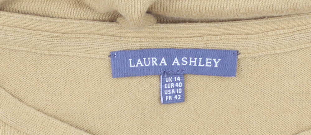 Laura Ashley Women's Yellow Floral Embroidered Cotton Jumper Size 14