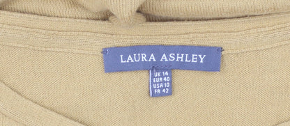 Laura Ashley Women's Yellow Floral Embroidered Cotton Jumper Size 14