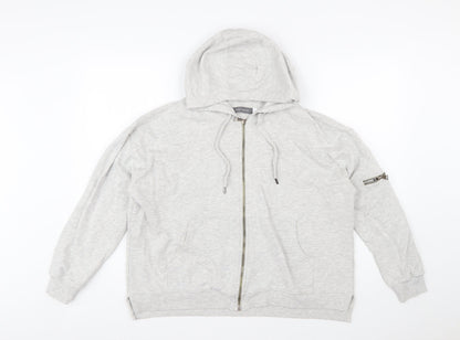 Mint Velvet Women Grey Full Zip Hoodie Lined Pockets L