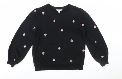 Marks and Spencer Per Una Womens Black Embroidered Cotton Sweatshirt Size 12