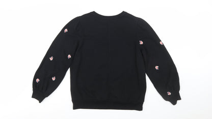 Marks and Spencer Per Una Womens Black Embroidered Cotton Sweatshirt Size 12