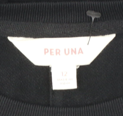 Marks and Spencer Per Una Womens Black Embroidered Cotton Sweatshirt Size 12