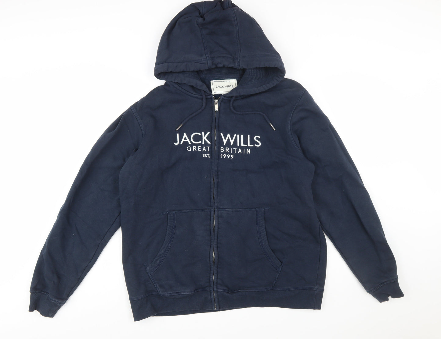 Jack Wills Men's Blue Full Zip Hoodie XL Fleece Cotton Blend