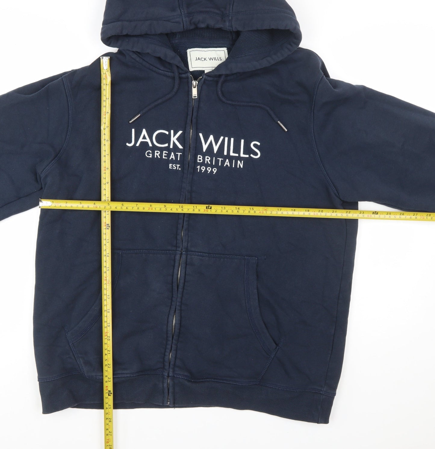 Jack Wills Men's Blue Full Zip Hoodie XL Fleece Cotton Blend